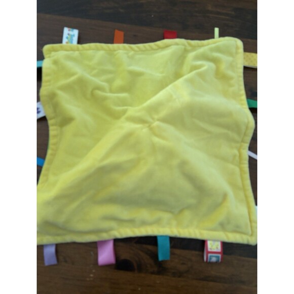 Taggies Monkey Security Blanket Lovey Yellow Blue Green Ribbons Textured 13" - Picture 6 of 7